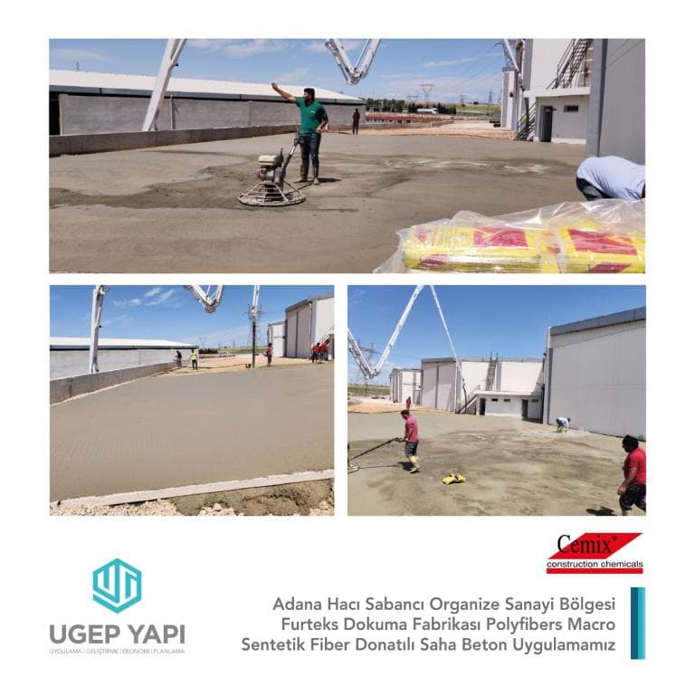 Adana Hacı Sabancı Organize Sanayi Bölgesi Furteks Dokuma Fabrikası Fiber Donatılı Saha Beton Uygulaması - 1